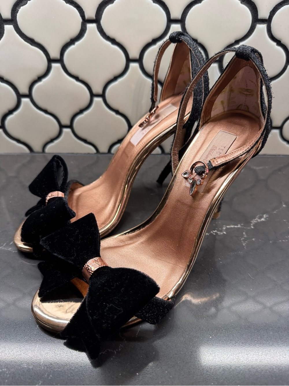 Ted Baker Black Velvet Bow Heels